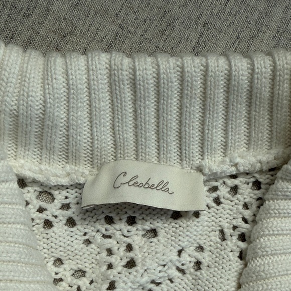 Cleobella Ivory Boho Open Knit Cardigan with Buttons - Picture 2 of 6